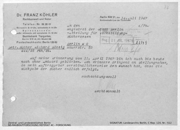 Landesarchiv Berlin, C Rep. 120 Nr. 512, Bl. 77