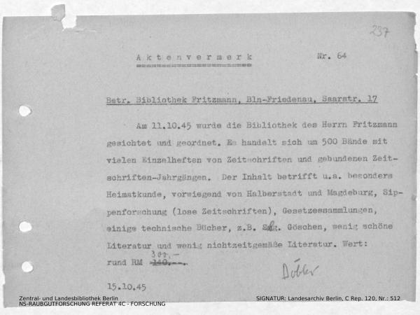 Landesarchiv Berlin, C Rep. 120 Nr. 512, Bl. 237