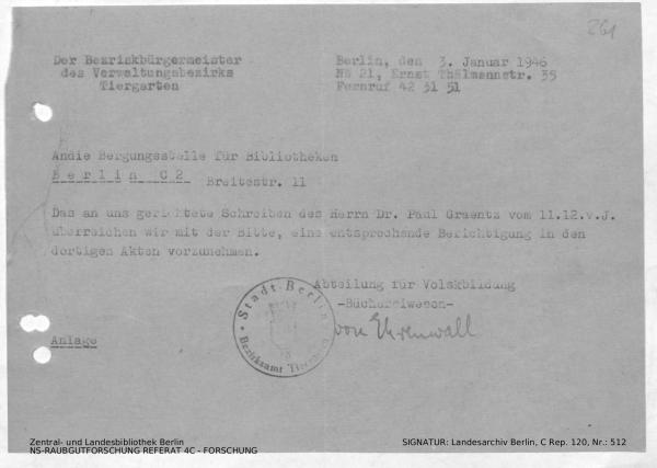 Landesarchiv Berlin, C Rep. 120 Nr. 512, Bl. 261