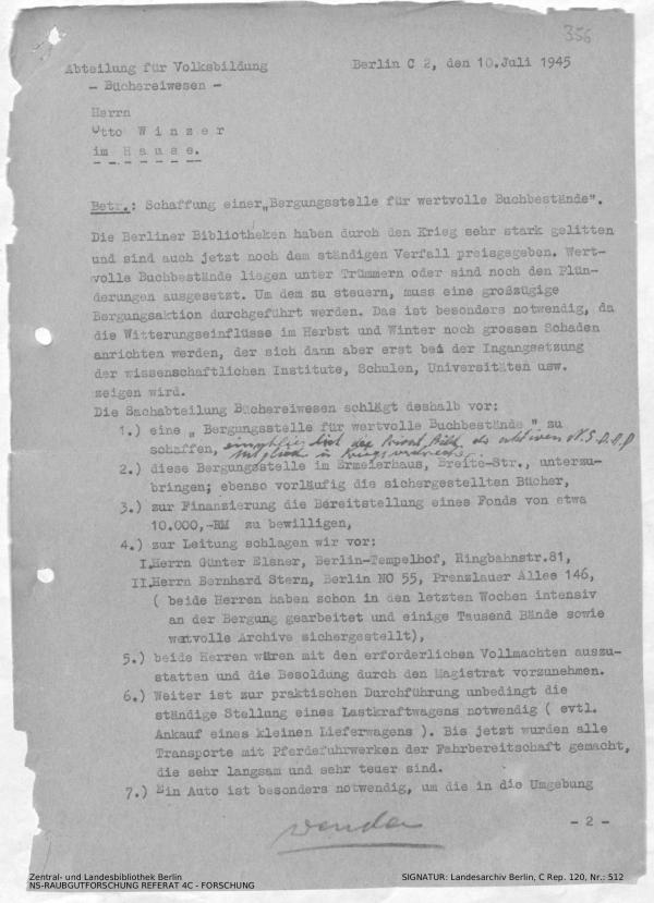 Landesarchiv Berlin, C Rep. 120 Nr. 512, Bl. 356/357