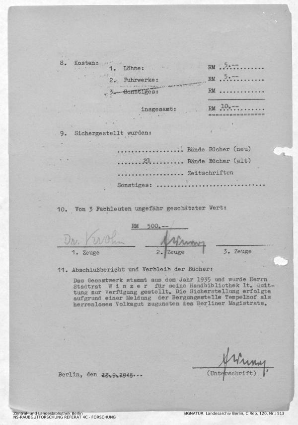 Landesarchiv Berlin, C Rep. 120 Nr. 513, Bl. 1