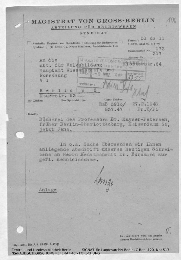 Landesarchiv Berlin, C Rep. 120 Nr. 513, Bl. 106