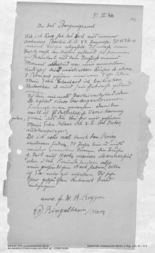 Landesarchiv Berlin, C Rep. 120 Nr. 513, Bl. 143