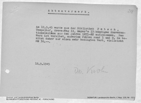 Landesarchiv Berlin, C Rep. 120 Nr. 513, Bl. 288