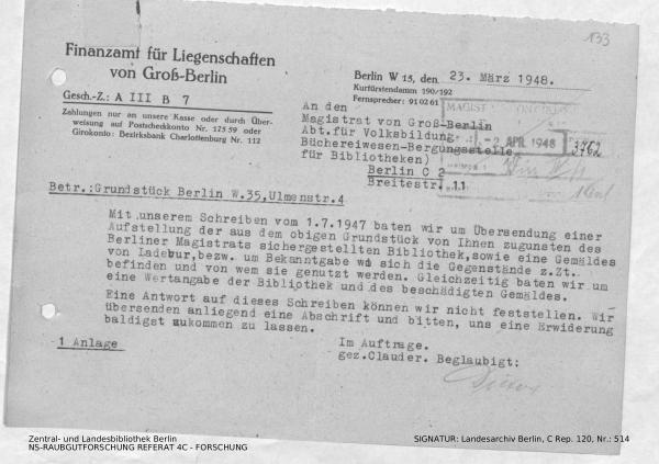Landesarchiv Berlin, C Rep. 120 Nr. 514, Bl. 133