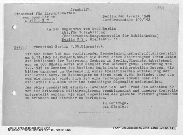 Landesarchiv Berlin, C Rep. 120 Nr. 514, Bl. 134