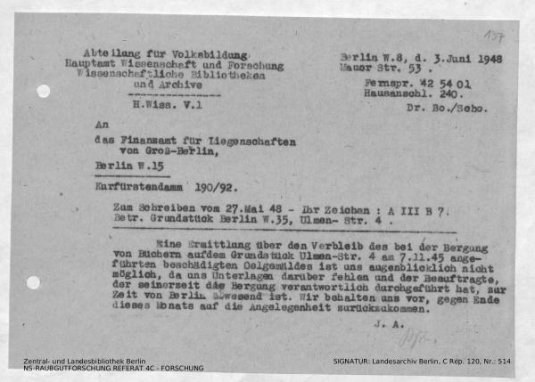 Landesarchiv Berlin, C Rep. 120 Nr. 514, Bl. 137