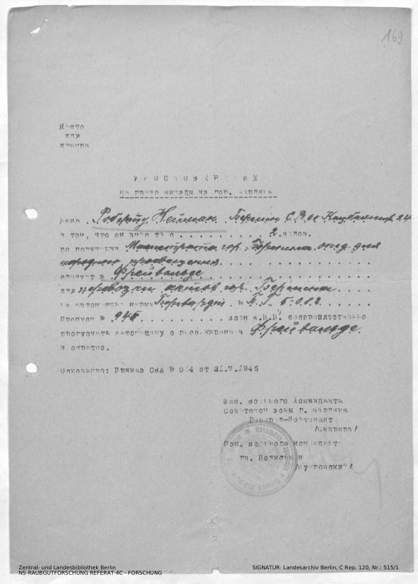 Landesarchiv Berlin, C Rep. 120 Nr. 515/1, Bl. 168