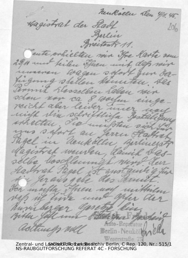 Landesarchiv Berlin, C Rep. 120 Nr. 515/1, Bl. 206