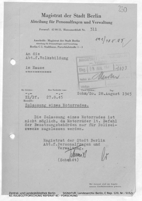 Landesarchiv Berlin, C Rep. 120 Nr. 515/1, Bl. 230