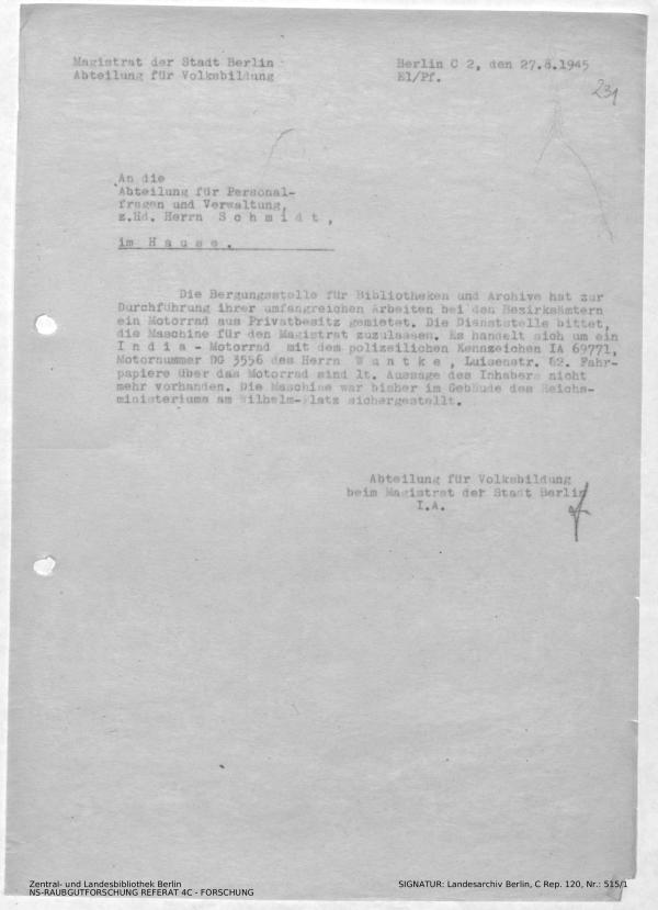 Landesarchiv Berlin, C Rep. 120 Nr. 515/1, Bl. 231