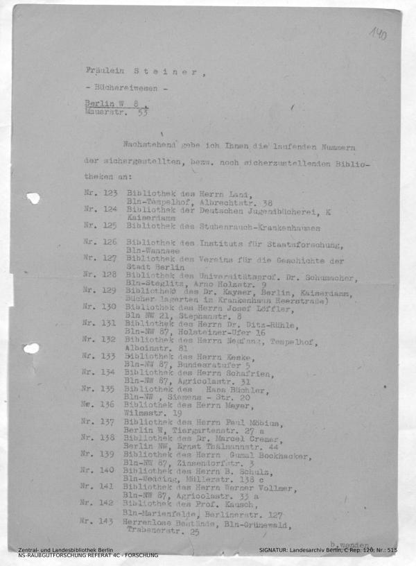 Landesarchiv Berlin, C Rep. 120 Nr. 515, Bl. 140